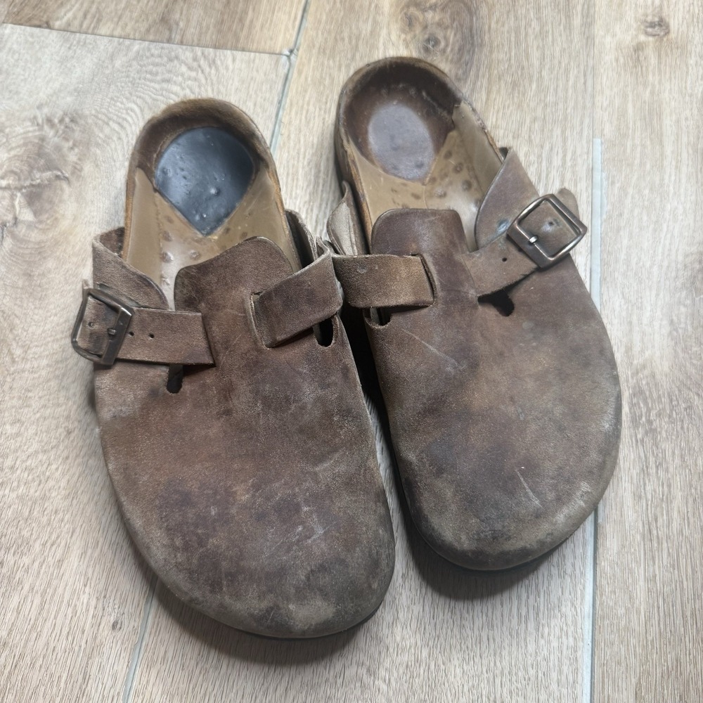 Betula by Birkenstock Boston Clogs Brown Suede Mule Shoes Slip On EU 38 US 7 7.5